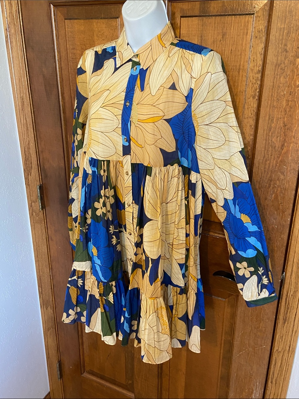 Sézane x Farm Rio Hilma Shirt Dress "Floral Mandacaru" print MIDI Size 2 - Picture 4 of 14